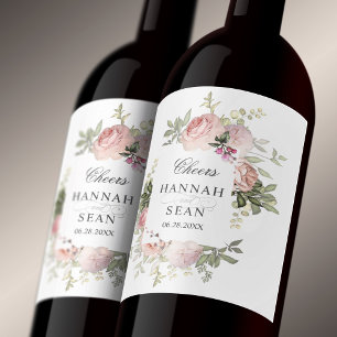 Etiqueta Para Botella De Vino Rosa de verano Boda personalizado de jardín