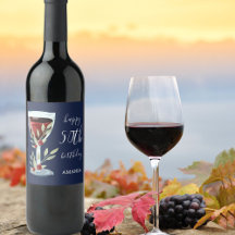 Rosa de Vino Rojo acuarela Azul 50 cumpleaños