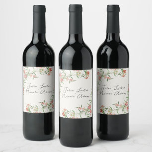 Etiqueta Para Botella De Vino Rosa Flor Silvestre Primavera Guirnalda Boda