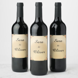 Etiqueta Para Botella De Vino Rosa Floral Elegante Rubor