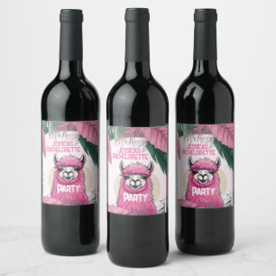 Etiqueta Para Botella De Vino Rosa Happy Sonriendo Lama Bachelorette