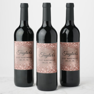 Etiqueta Para Botella De Vino Rosa Purpurinoso Relieve metalizado dorado 21º cum