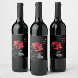 Etiqueta Para Botella De Vino Rosa roja única-