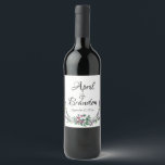 Etiqueta Para Botella De Vino Rosa roja y eucalipto vintage de lavanda<br><div class="desc">Un diseño elegante y vintage con rosas rojas,  eucaliptos y lavanda pintadas en una romántica acuarela.</div>