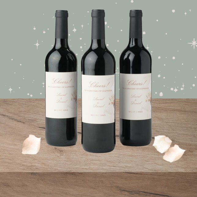 Etiqueta Para Botella De Vino Rosa Romántico (Subido por el creador)