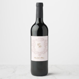 Etiqueta Para Botella De Vino Rosa romántico oro rosa y floral victoriano