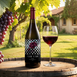 Etiqueta Para Botella De Vino Rosa victoriano Ephemera Floral