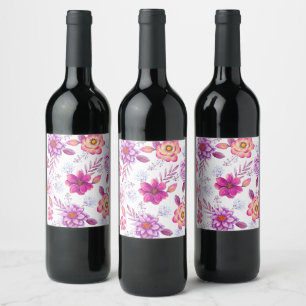 Etiqueta Para Botella De Vino Rosa violeta