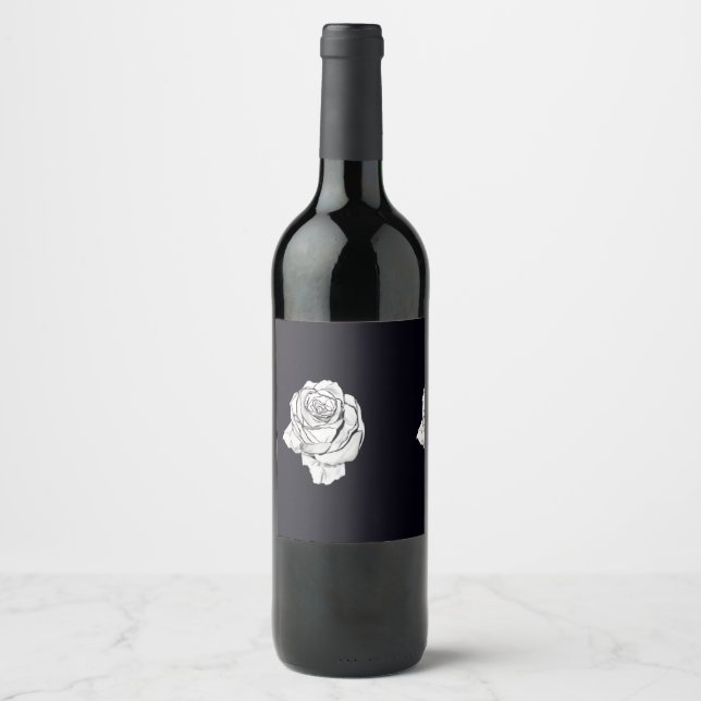 Etiqueta Para Botella De Vino Rosas blancas (Anverso)
