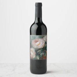 Etiqueta Para Botella De Vino Rosas Blancas