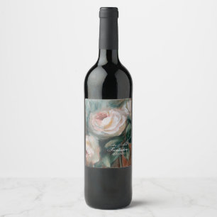 Etiqueta Para Botella De Vino Rosas Blancas
