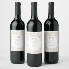 Etiqueta Para Botella De Vino Rosas de acuarela blancas Boda