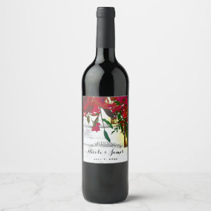Etiqueta Para Botella De Vino Rosas de acuarela rojas románticas Lámpara de vino