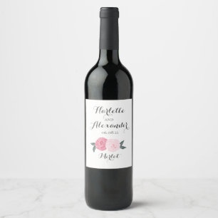 Etiqueta Para Botella De Vino Rosas Pink Wild