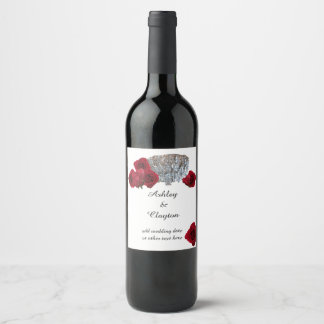 Etiqueta Para Botella De Vino Rosas Rojas y Etiqueta de Vino de Candil