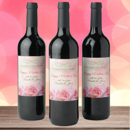 Etiqueta Para Botella De Vino Rosas rosas rosas y tetas huyen del día de la madr