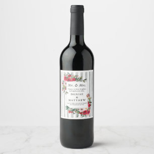 Etiqueta Para Botella De Vino Rosas silvestres y etiqueta de vino grisáceo septe