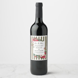 Etiqueta Para Botella De Vino Rosas silvestres y etiqueta de vino martiní de ray