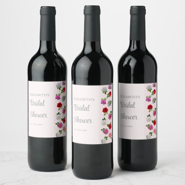Etiqueta Para Botella De Vino Rose Garden Party Bridal Shower (Botellas)