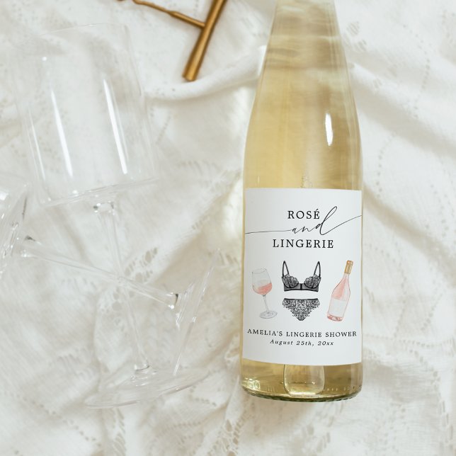 Etiqueta Para Botella De Vino Rosé y Lingerie Bridal Shower (Subido por el creador)