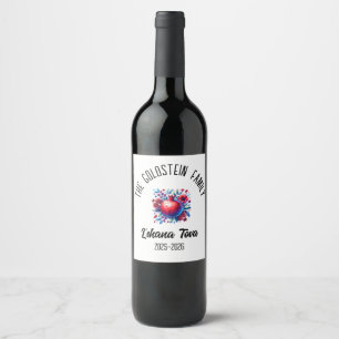Etiqueta Para Botella De Vino Rosh Hashanah Nombre personalizado del Año Nuevo J