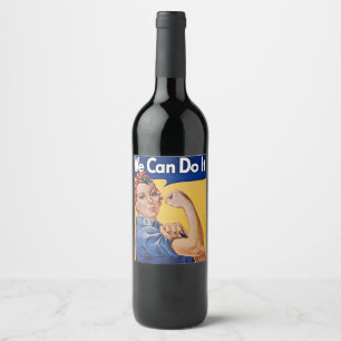 Etiqueta Para Botella De Vino Rosie the Riveter: El empoderamiento femenino fuer