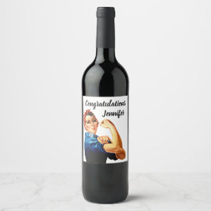 Etiqueta Para Botella De Vino Rosie the Riveter Personaliza