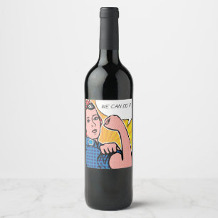 Etiqueta Para Botella De Vino Rosie the Riveter We Can Do It Pop Art Remix