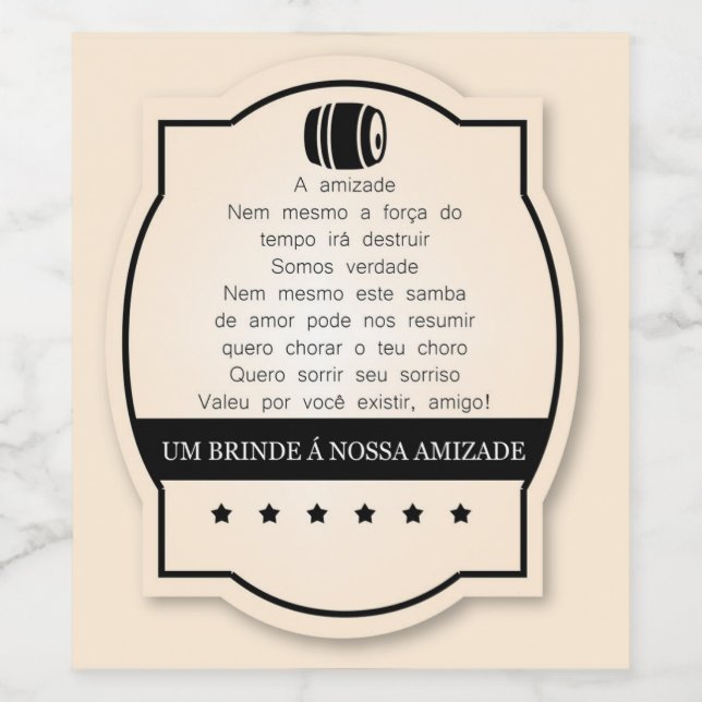 Etiqueta Para Botella De Vino Rótulo de Vinho Personalizado (Etiqueta única)