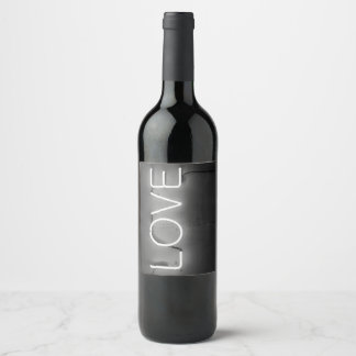 Etiqueta Para Botella De Vino Rótulo neón moderno inspirado en el amor en blanco