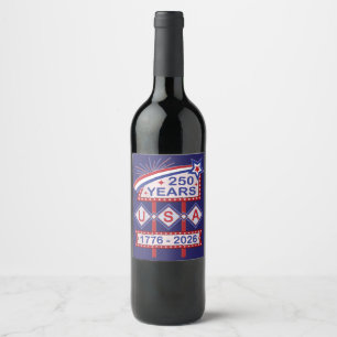 Etiqueta Para Botella De Vino Rótulo Retro USA 250 Aniversario Marquee 1776-2026