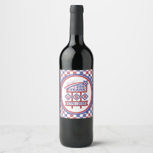 Etiqueta Para Botella De Vino Rótulo Retro USA 250 Aniversario Marquee 1776-2026