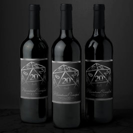 Etiqueta Para Botella De Vino RPG Dice | Fantasy Retro Tabletop Gamer Gracias