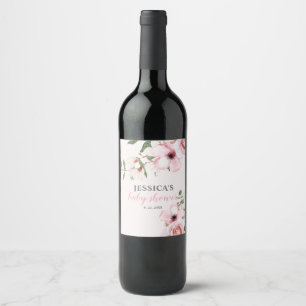 Etiqueta Para Botella De Vino Rubor Pink Floral Baby Shower
