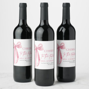Etiqueta Para Botella De Vino Rubor Rosa Saluda A La Futura Ducha De Novias