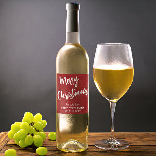 Etiqueta Para Botella De Vino Ruby Red Denim White Script Business Set de 6