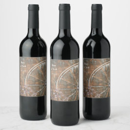 Etiqueta Para Botella De Vino Rueda de Carro Vintage Occidental Rústica Marrón B
