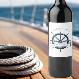 Etiqueta Para Botella De Vino Rueda Náutica de la Marina Vintage de crucero pers
