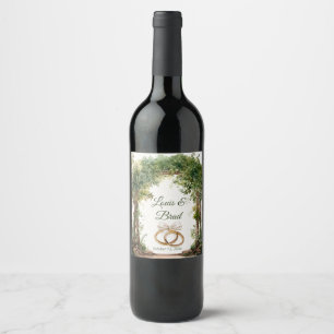 Etiqueta Para Botella De Vino Rustic Forest Greenery Wedding Wine Bottle Label