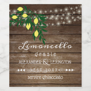 Etiqueta Para Botella De Vino Rústica Boda rural Etiqueta de botella de Limoncel