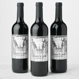 Etiqueta Para Botella De Vino Rústica Calavera de Toro Occidental Blanco Molesti
