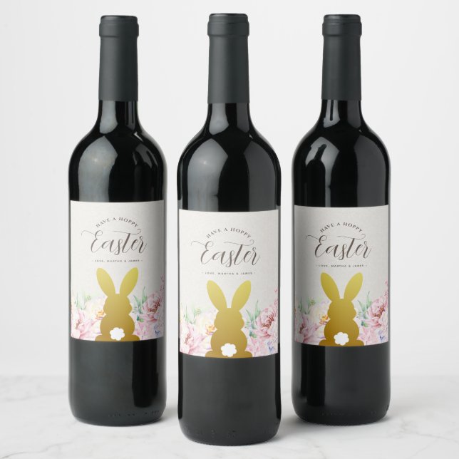 Etiqueta Para Botella De Vino Rústica elegancia de Pascua personalizada (Botellas)