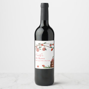 Etiqueta Para Botella De Vino Rústica Granja Ladybug Apple Chica Baby Shower