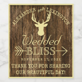 Etiqueta Para Botella De Vino Rústica inversión de ciervos en el Boda de la caza