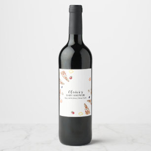 Etiqueta Para Botella De Vino Rústica moderna italiana Slice Pizza Baby Shower