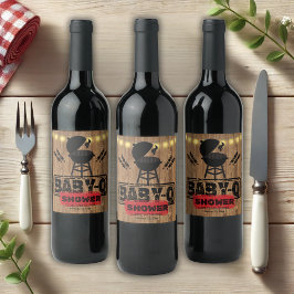 Etiqueta Para Botella De Vino Rústico BBQ-Baby Grill Baby Shower