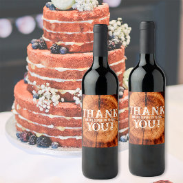 Etiqueta Para Botella De Vino Rústico Boda Vintage Wood Tree Gracias Por Favor