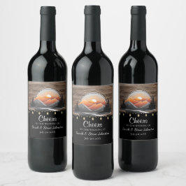 Etiqueta Para Botella De Vino Rústico Favor de la Boda de la Madera del Bosque d