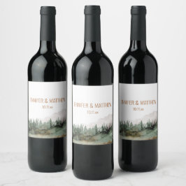 Etiqueta Para Botella De Vino Rústico Lujo Naturaleza Montañas al Aire Libre Fav