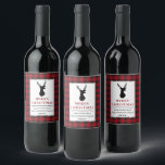 Etiqueta Para Botella De Vino Rústico Merry Christmas Deer Red Plaid<br><div class="desc">Rústico Búfalo Rojo Tapado Rústico Etiqueta de vino de Navidad</div>